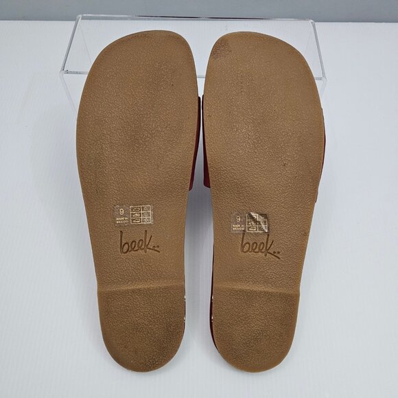 Beek Honeybird Slide Sandal Womens 9 Red Leather Square Toe Designer Comfort - Picture 11 of 13